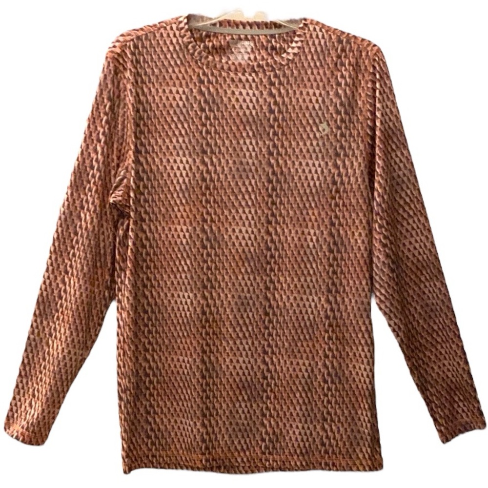 New Reel Legends Orange and Brown Scale Patterned Men's Fishing Shirt